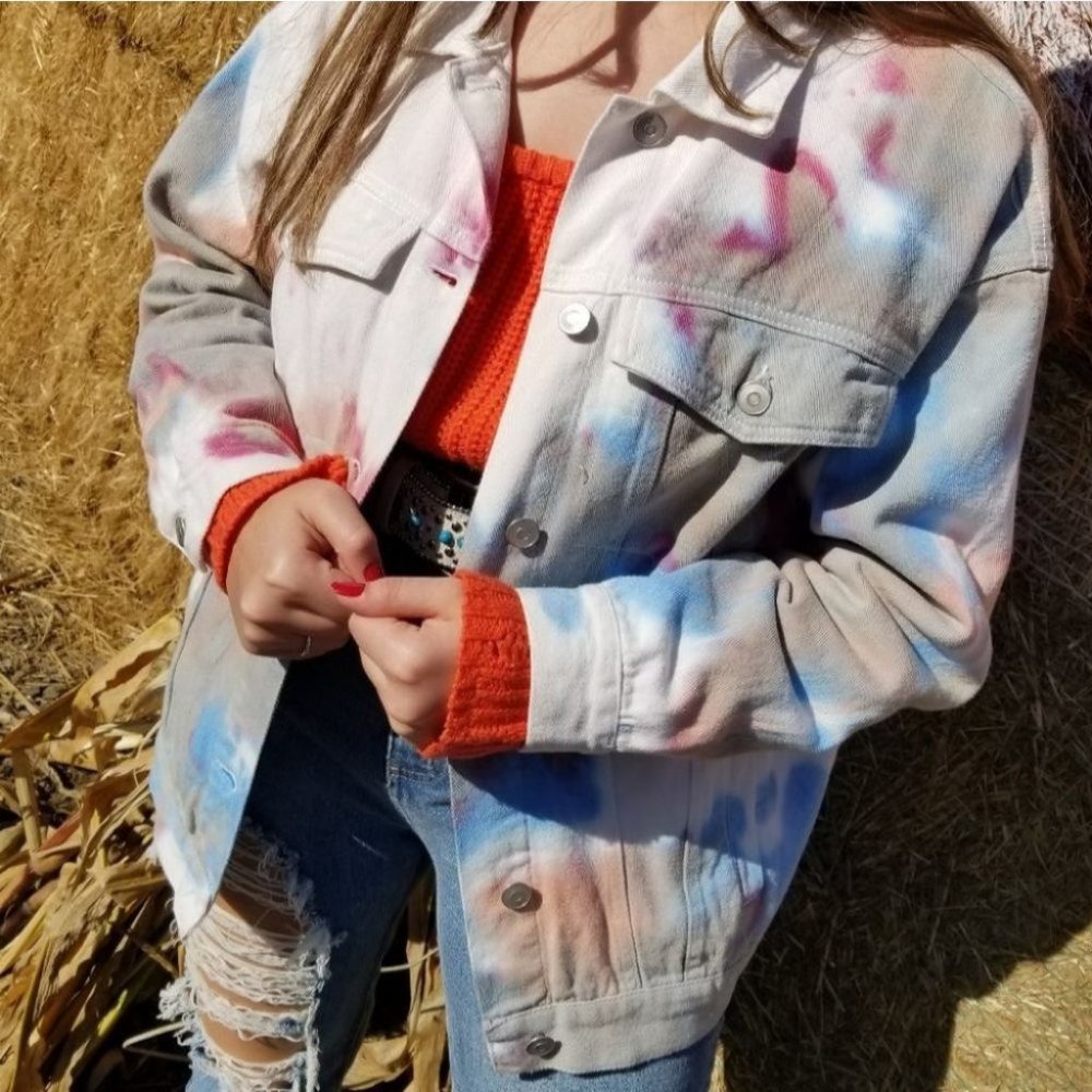 CASUAL DOLLZ Tie Dye Denim Jacket - Picture 2 of 6